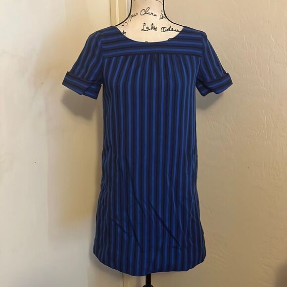 Anthropologie HD In Paris Blue Cerulean Stripe Dress Boho Feminine Contemporary - Picture 5 of 16